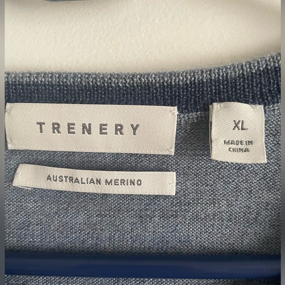 Trenery Australian Wool Blue V-Neck Sweater. Pre-Owned. - Picture 4 of 5